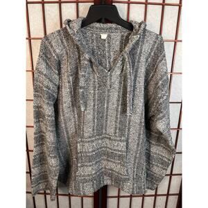 Mexican Baja Hoodie Hippie Surf Poncho Sweater Sweatshirt Pullover Jerga